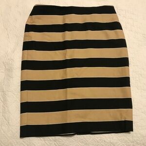Classic Ann Taylor LOFT black & tan striped fully-lined midi pencil skirt (6)